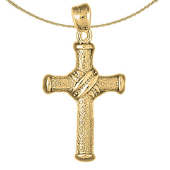 10K, 14K or 18K Gold Roped Cross Pendant