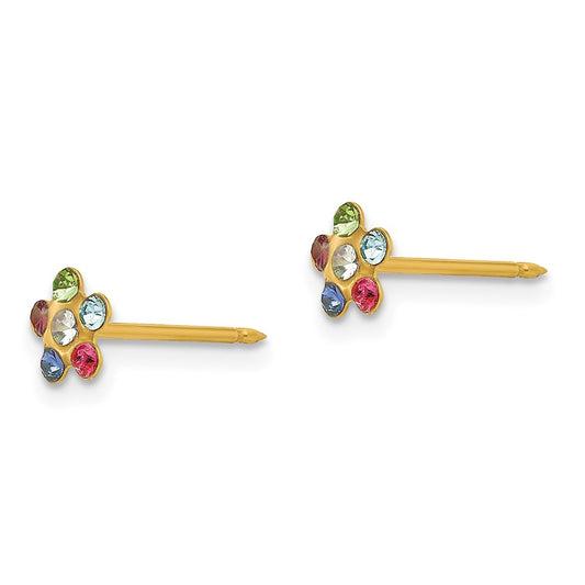 Inverness 14K Yellow Gold Flower Multicolor Crystal Earrings