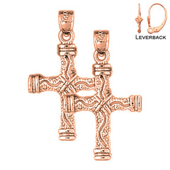 14K or 18K Gold Roped Cross Earrings