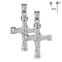 14K or 18K Gold Roped Cross Earrings