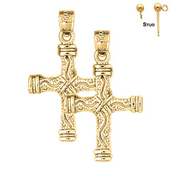 14K oder 18K Gold Ohrringe mit Kreuz