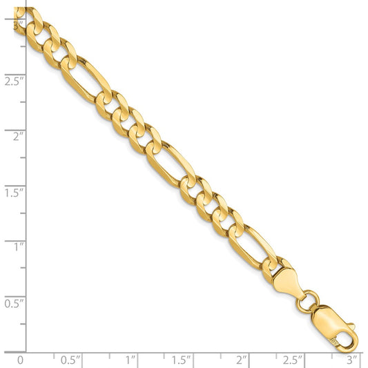 Cadena Figaro cóncava de 6 mm de oro amarillo de 10 quilates