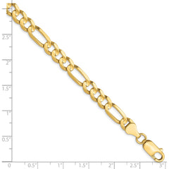 Cadena Figaro cóncava de 6 mm de oro amarillo de 10 quilates