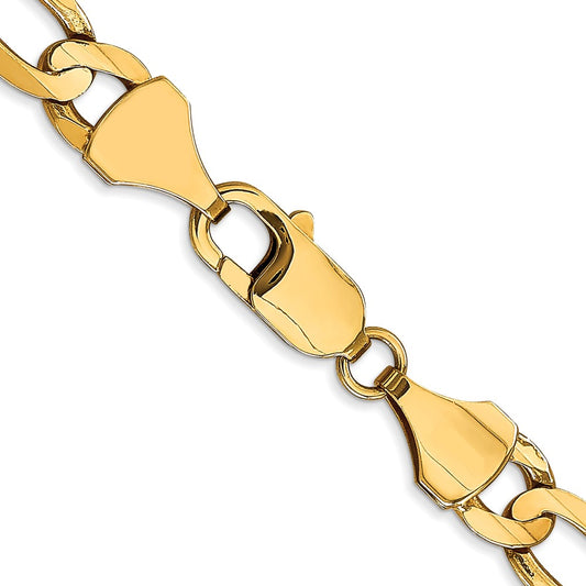 Cadena Figaro cóncava de oro amarillo de 10 quilates de 7,5 mm