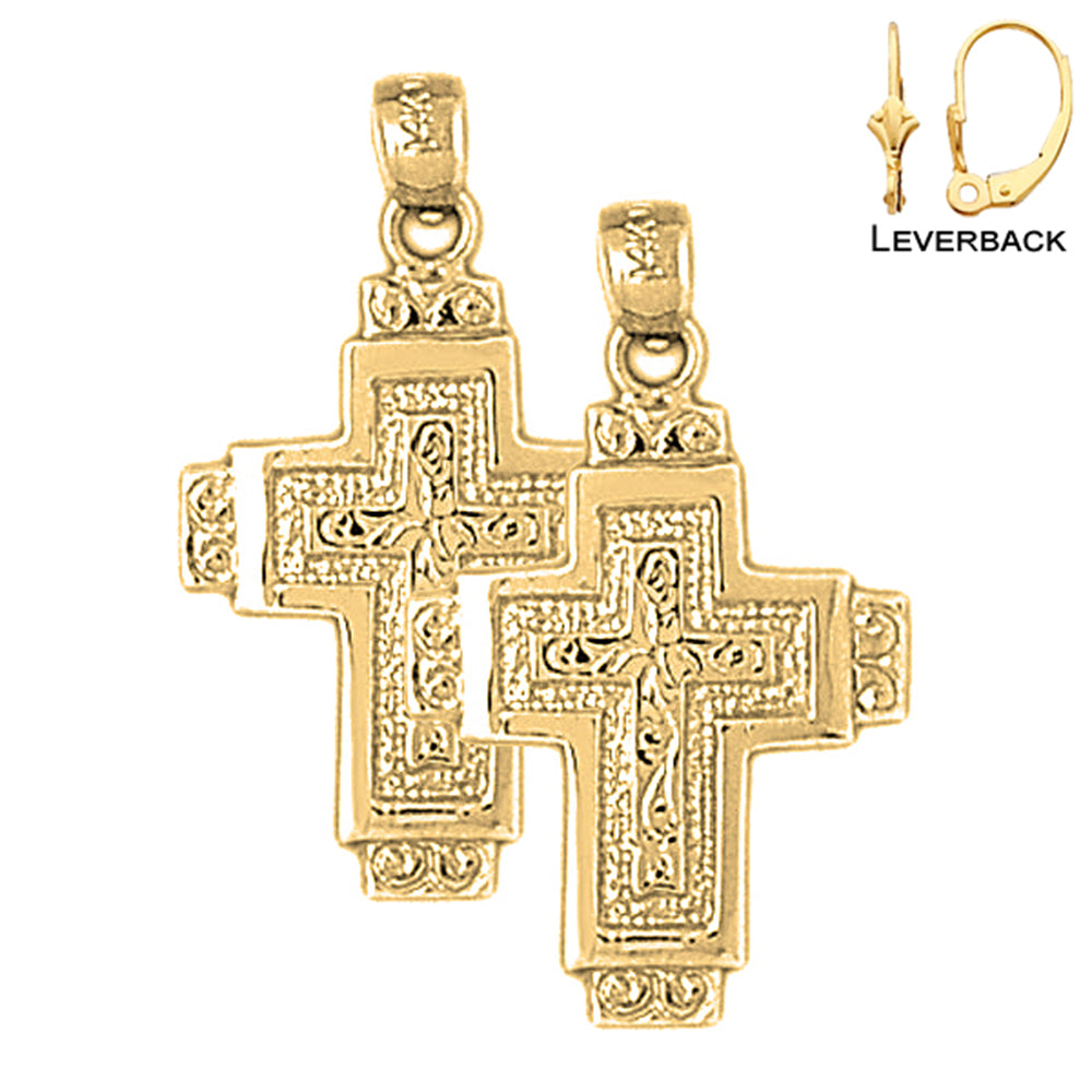 14K or 18K Gold Latin Cross Earrings