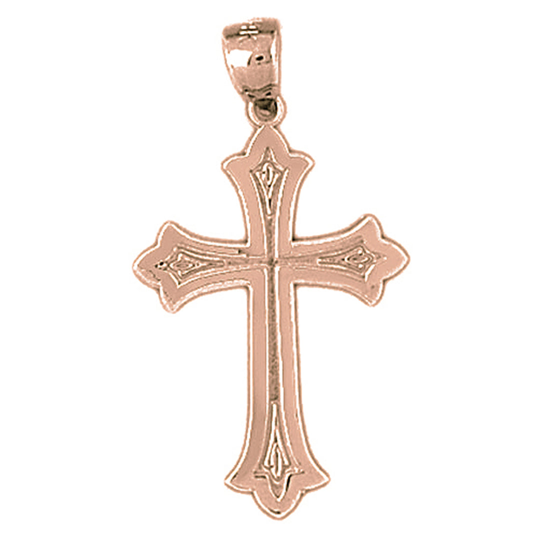 14K or 18K Gold Budded Cross Pendant