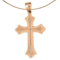 14K or 18K Gold Budded Cross Pendant