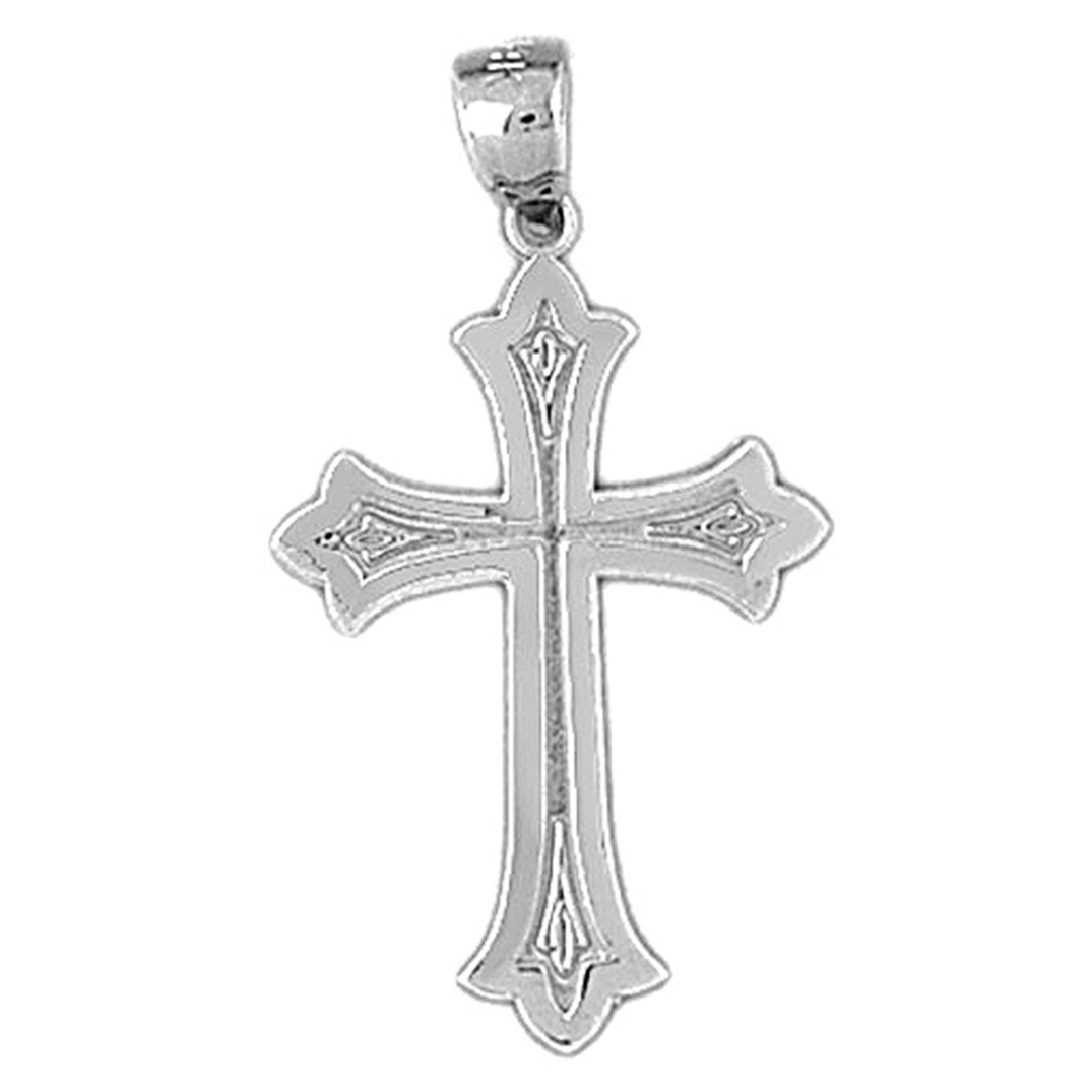 14K or 18K Gold Budded Cross Pendant