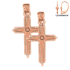 14K or 18K Gold Latin Cross Earrings