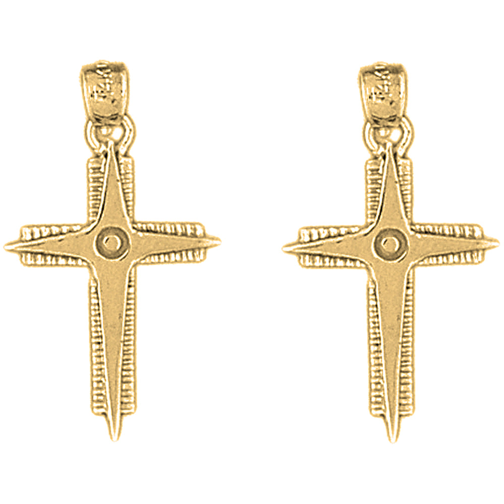 14K or 18K Gold 27mm Latin Cross Earrings