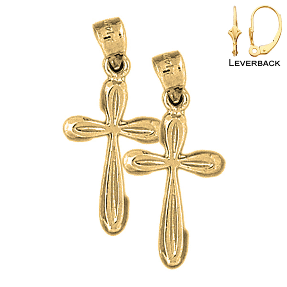 14K or 18K Gold Latin Cross Earrings