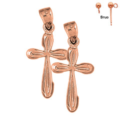 14K or 18K Gold Latin Cross Earrings