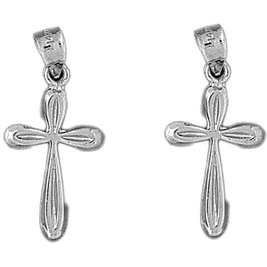 Sterling Silver 29mm Latin Cross Earrings