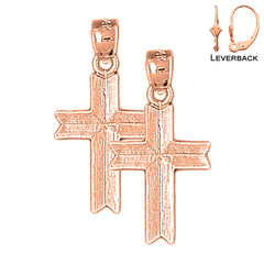 14K or 18K Gold Latin Cross Earrings