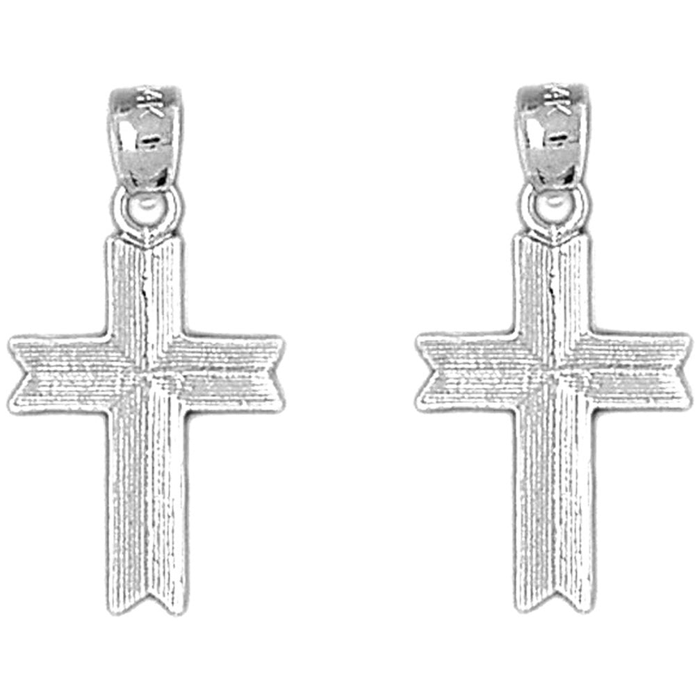 14K or 18K Gold 27mm Latin Cross Earrings