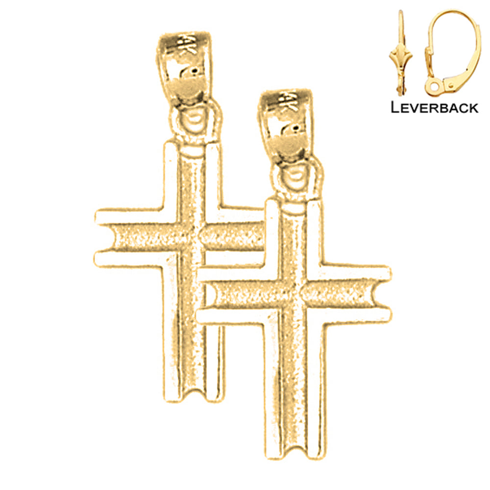 14K or 18K Gold Latin Cross Earrings