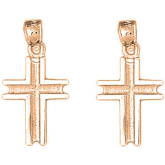 14K or 18K Gold 26mm Latin Cross Earrings