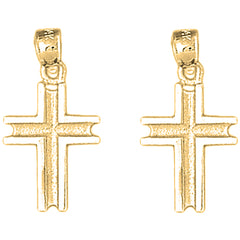 14K or 18K Gold 26mm Latin Cross Earrings