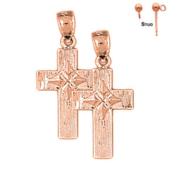 14K or 18K Gold Latin Cross Earrings