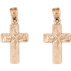 14K or 18K Gold 27mm Latin Cross Earrings