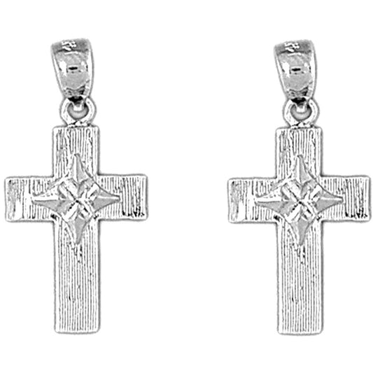 14K or 18K Gold 27mm Latin Cross Earrings