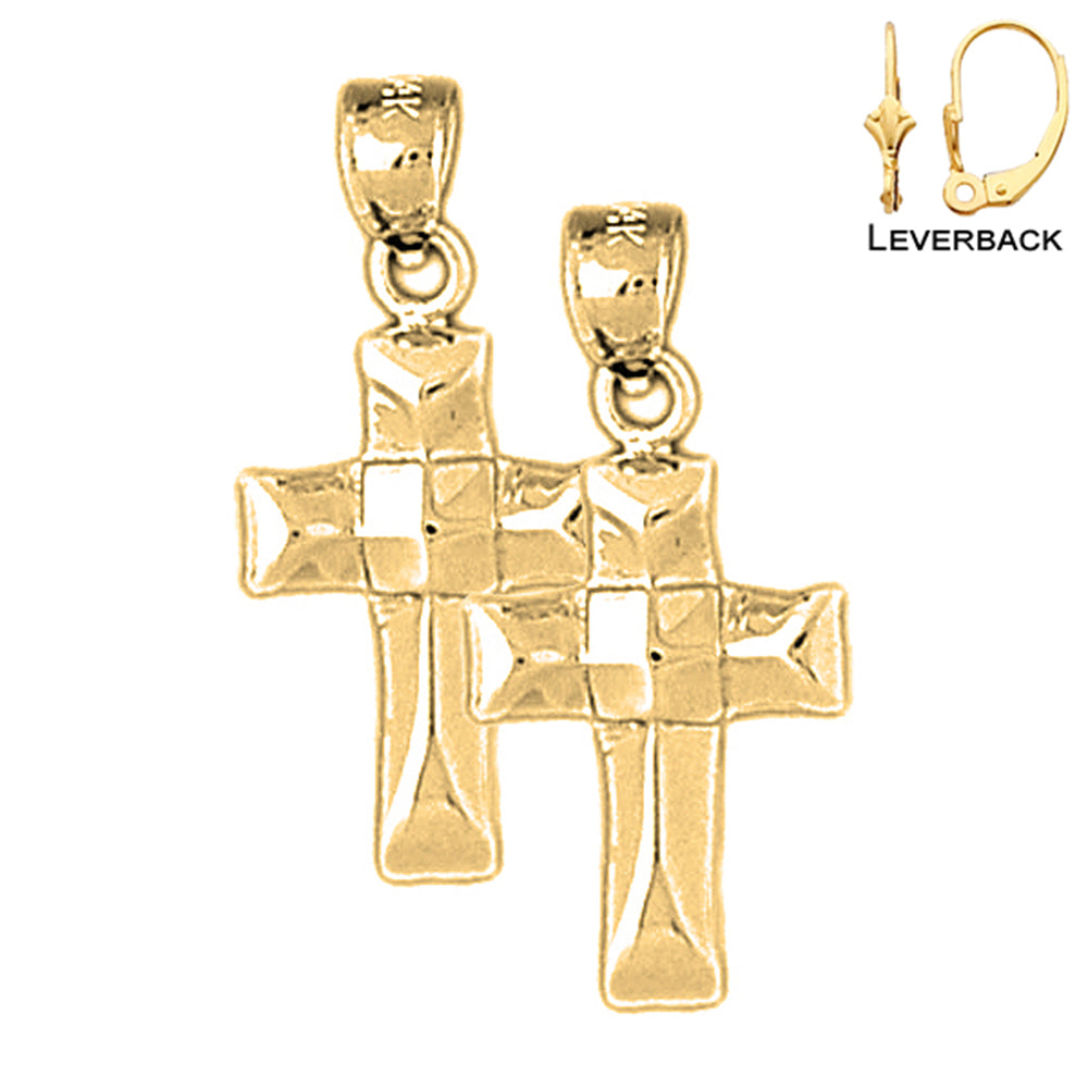 14K or 18K Gold Latin Cross Earrings