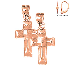 14K or 18K Gold Latin Cross Earrings