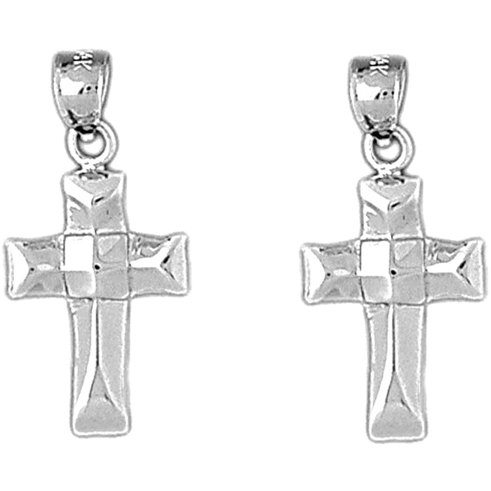 14K or 18K Gold 27mm Latin Cross Earrings