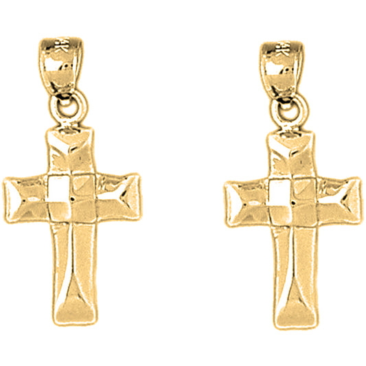 14K or 18K Gold 27mm Latin Cross Earrings