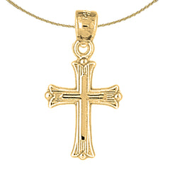 14K or 18K Gold Budded Cross Pendant