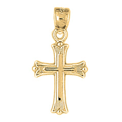 14K or 18K Gold Budded Cross Pendant