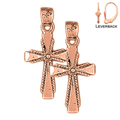 14K or 18K Gold Latin Cross Earrings