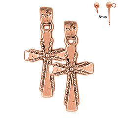 14K or 18K Gold Latin Cross Earrings