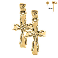 14K or 18K Gold Latin Cross Earrings