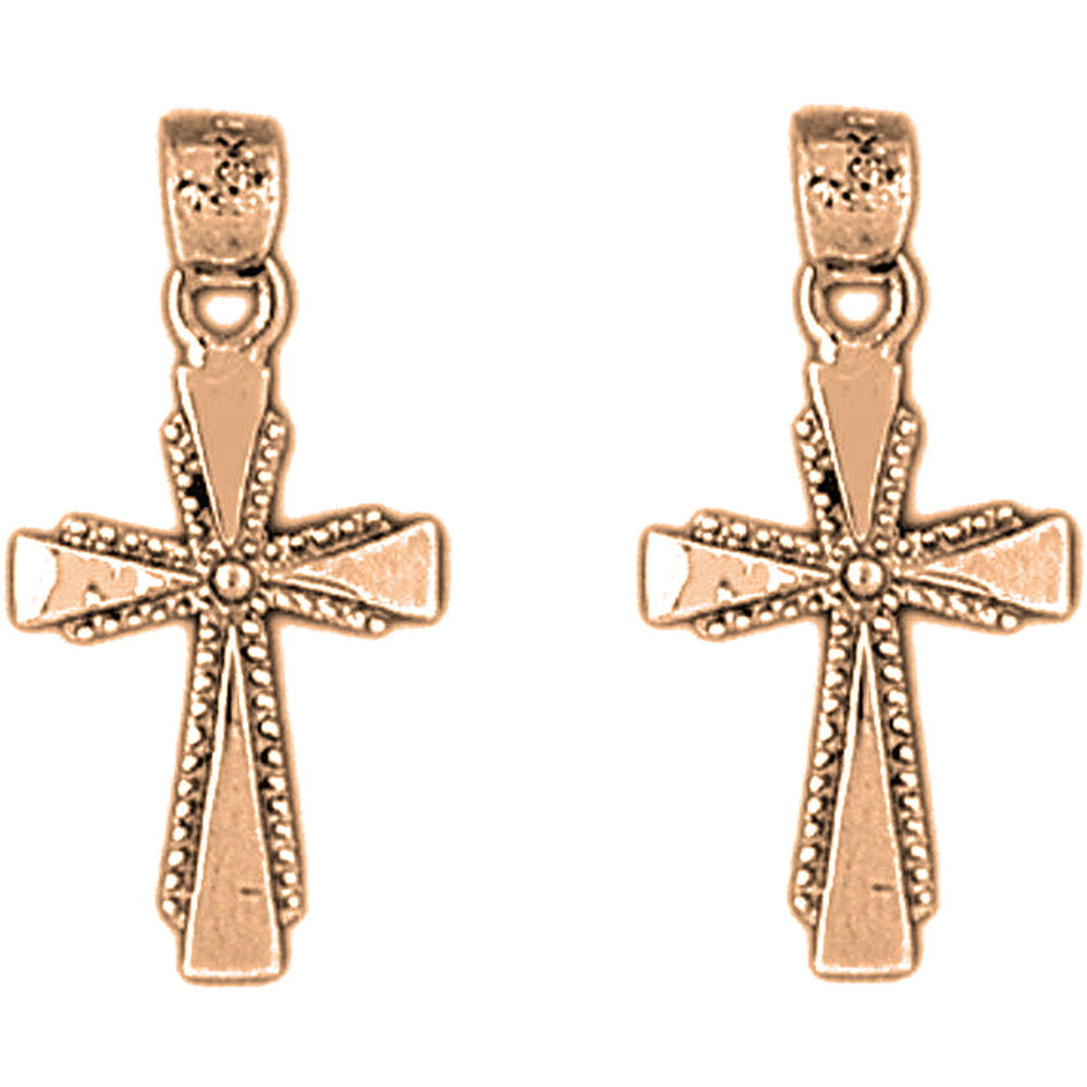 14K or 18K Gold 23mm Latin Cross Earrings