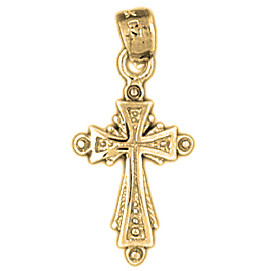 14K or 18K Gold Budded Cross Pendant