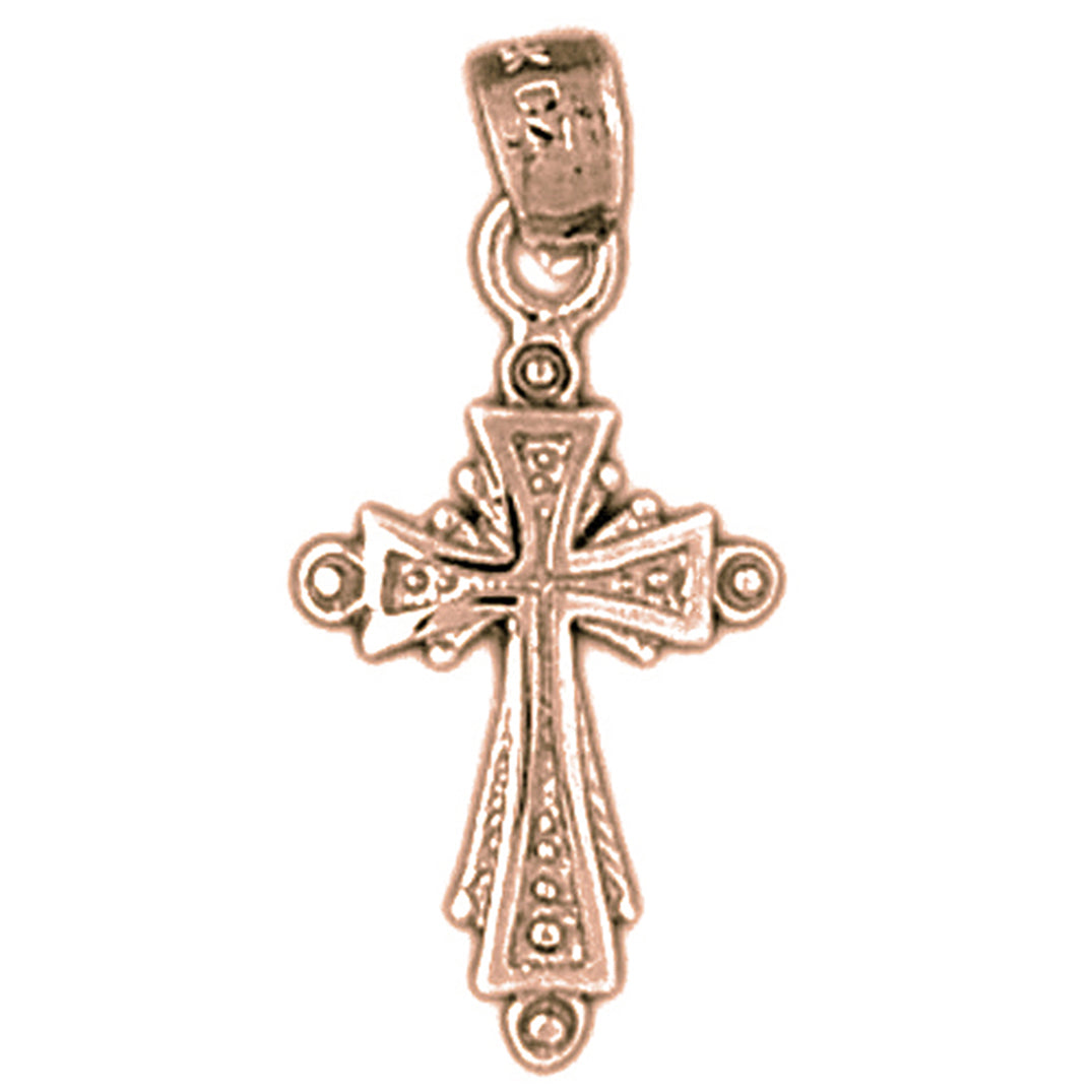 14K or 18K Gold Budded Cross Pendant