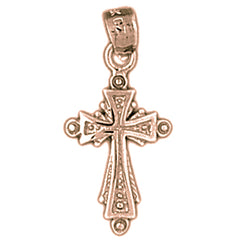 14K or 18K Gold Budded Cross Pendant