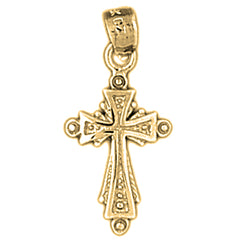 14K or 18K Gold Budded Cross Pendant