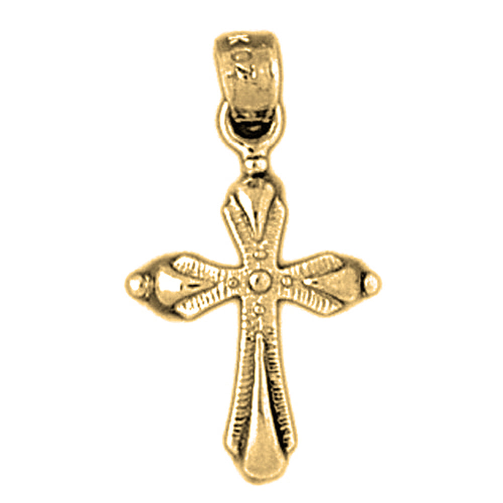 14K or 18K Gold Budded Cross Pendant