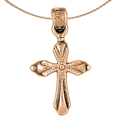 14K or 18K Gold Budded Cross Pendant