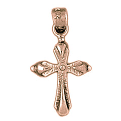 14K or 18K Gold Budded Cross Pendant