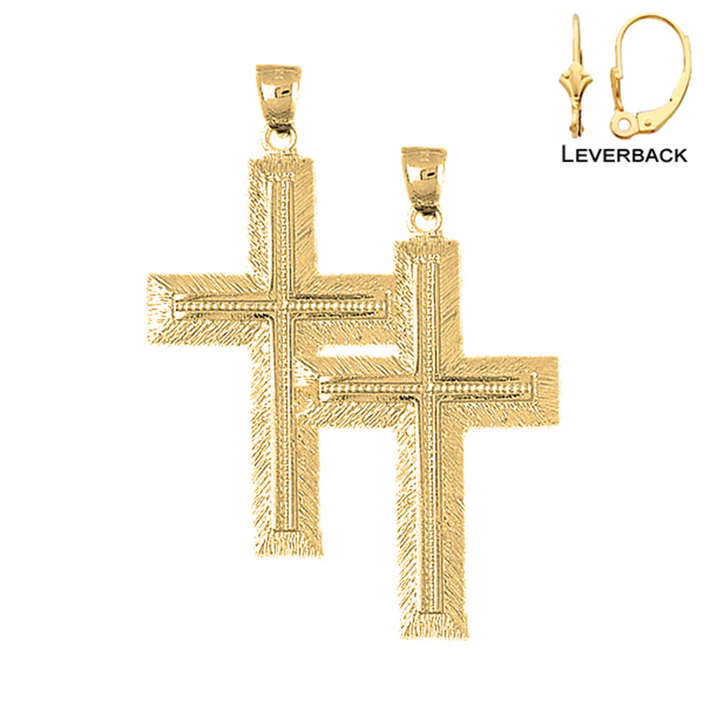 14K or 18K Gold Latin Cross Earrings