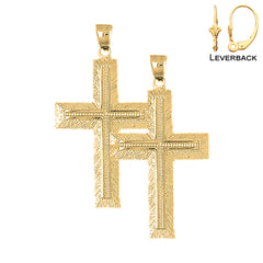 14K or 18K Gold Latin Cross Earrings