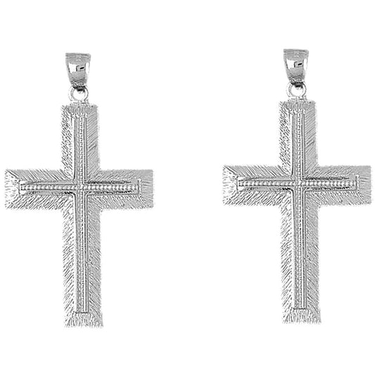 Sterling Silver 58mm Latin Cross Earrings