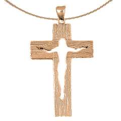 10K, 14K or 18K Gold Jesus Cut Out on Wood Cross Pendant