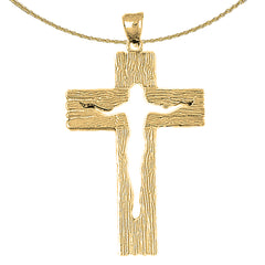 10K, 14K or 18K Gold Jesus Cut Out on Wood Cross Pendant