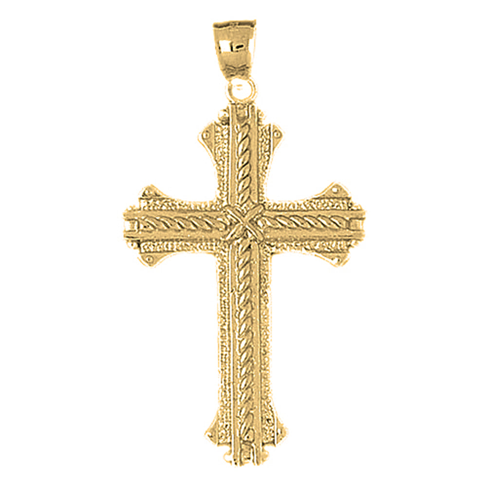 10K, 14K or 18K Gold Roped Cross Pendant