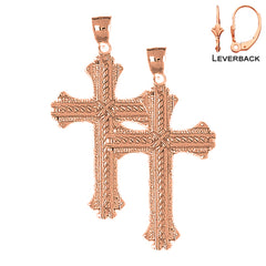 14K or 18K Gold Roped Cross Earrings