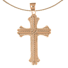 10K, 14K or 18K Gold Roped Cross Pendant